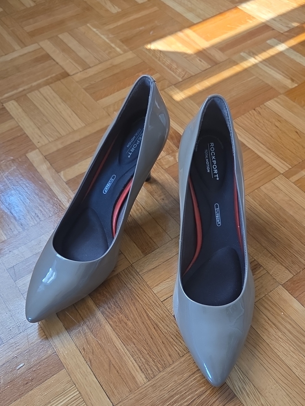 Rockport Taupe Patent Pointed-Toe Heels